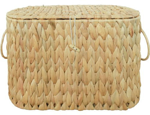 Coeusy Toilettenpapierkorb mit Deckel, Weidenkorb für Badezimmer-Organizer und Aufbewahrung, hält bis zu 6 Mega-Rollen, dekoratives handgewebtes Rattan-Badezimmer-Dekor-Zubehör, natürliche