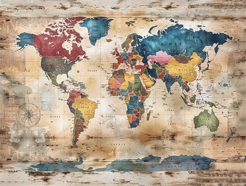 carte du monde Peinture par Numéro Adulte avec Cadre, 30x40cm Peinture par Numero Adulte Loisir Creatif, DIY Art Peinture Numero Enfant Débutants, avec Peintures et 3 Pinceaux, Decoration Murale