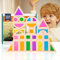 Cartlant 25 Stück Holzbausteine Kinder Spielzeug, Regenbogen Acryl Bausteine Bunt Holz Fensterbausteine, Bauklötze Spielsteine Sortier Montessori Stapelspielzeug Vorschulgeschenke Sensorik Bausteine