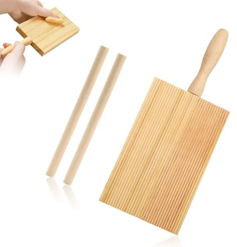 Pasta Board, Tagliere per Gnocchi con 2 Bastoncini Legno, Tagliere Gnocchi Legno, Macchina per Pasta, Macchina Pasta per Fare Pasta