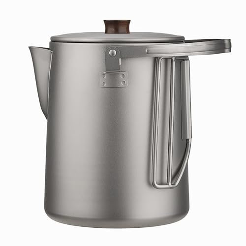 FEVKFTXF Pure titanium kettle, outdoor camping large capacity coffee pot, portable titanium alloy teapot, suitable for camping and home use,A