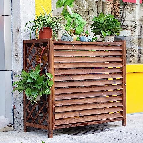 DMMFTERL All-Weather Anti-Theft AC Covers Split Air Conditioner Covers,Wood Air Conditioner Privacy Screen,Flower Rack Shutters,For Outside Unit Solid Wood Air Conditioner (Size : Medium)