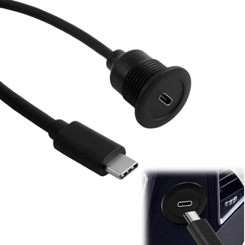 MxyVrix USB C 5 Gbit/s PD60W Unterputz-Montageadapter, Schnellladekabel, USB Typ C 3.0 Stecker auf Buchse, Fixed Mount Gewinde 20 V 3 A, für Armaturenbrett