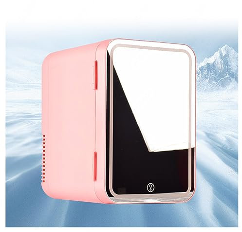 Nevera con Luces, con Espejo,Capacidad Nevera, Caliente Y Fria, Coche Y Casa Doble Uso Nevera Portátil,Nevera para el Cuidado de la Piel/Rosa