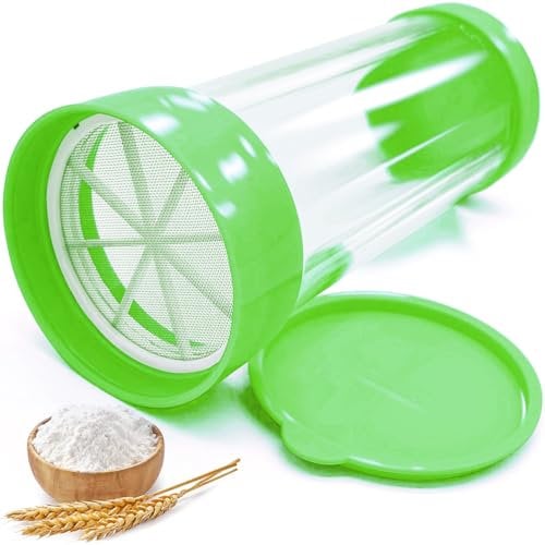 Yueser Puderzuckerstreuer, Mehlsieb Einhand Puderzuckermühle Kakaostreuer Puderzuckersieb Staubzuckerstreuer Staubzuckermühle Pulverstreuer Kakaopulver Streuer Puderzucker Mühle Mehlstreuer (Grün)