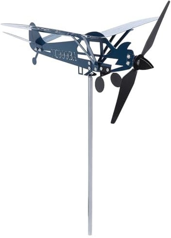 Flugzeug-Windspiel, Flugzeug-Windspiel, Flugzeug-Windrad-Wetterfahne, 3D-einzigartige Metall-Windmühle, Outdoor-Windskulptur, Kinetische Skulptur, Flugzeug-Wetterfahne für den