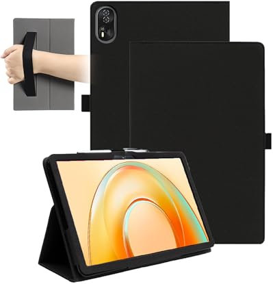 Magnetische Schutzhülle für Blackview Mega 8 33 cm (13 Zoll) Tablet, stoßfest, mit Stiftschlitz, wasserdicht, kratzfest, Ständer mit mehreren Winkeln, mit Handschlaufe, schlank, langlebig, Schwarz