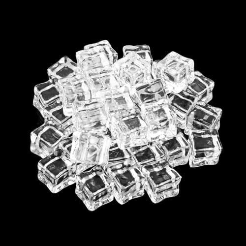 MUXHEL Lot de 200 glaçons décoratifs réutilisables en plastique de 18 mm - Glaçons artificiels transparents - Pour centres de table, accessoires photo, décoration de cuisine