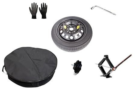 Ersatzrad-Set 125/70R19, 19 Zoll, kompatibel mit Toyota C-HR mit Wagenheber, Schlüssel, Schrauben, Schrauben, Handschuhe und Tasche