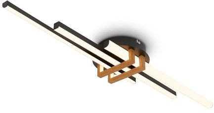 BRILONER - LED Ceiling Light with Warm White Light, Corner Profiles, LED Light, Ceiling Lights for Living Room, Ceiling Lights Bedroom, Ceiling Light Lounge, 78.5 X 16 X 7.5 cm, Black-Wood