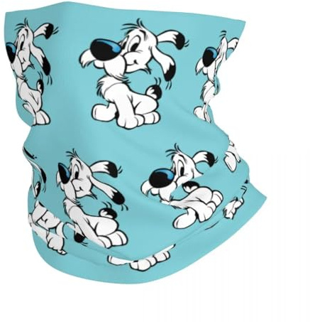 GTTDFASJ Multifunktionstuch Asterix und Obelix Dogmatix Bandana Halstuch Winddichter Gesichtsschalbezug Lustiger Cartoon Hund Idefix Stirnband Tube Sturmhaube