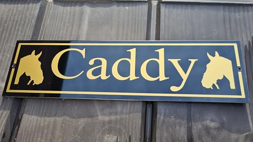 Gold and Gloss Black Stable Door Horse Name Plaque Plate Sign