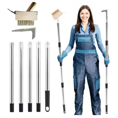 Oreilet 2-in-1-Werkzeugset Zum Unkrautjäten, Bürstenhaken Zum Unkrautentfernen von Pflastersteinen, Fugenjätwerkzeug, Bürste Entfernen von Unkrautentferner für Einfahrten, Terrassen, Pflastersteine,