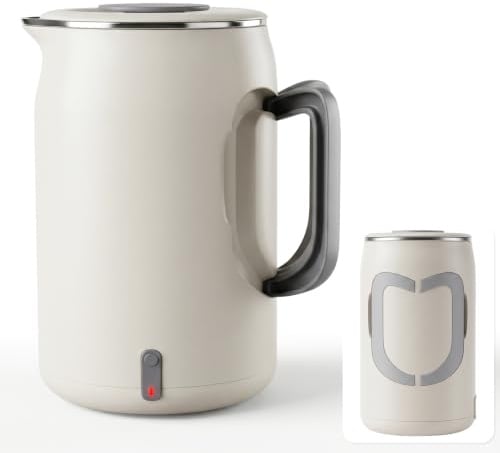 Travel Kettle Small 600ML Portable Travel Electric Kettle 8Mins Fast Boil Portable Travel Kettle to Take On Holiday Tea Milk Coffee for Travle Bedroom,White 400W