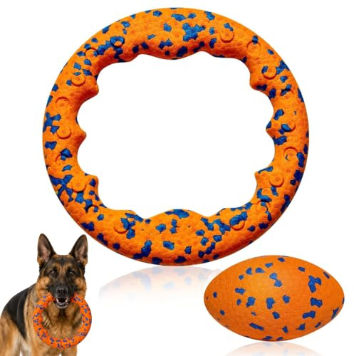Oniissy 2er Pack Hundeball und Ring für Hunde Unzerstörbar Hundespielzeug | E-TPU Material für Kleine und Große Hunde Interaktiver Trainings zum Apportieren, Werfen und Fangen, für Drinnen und Draußen