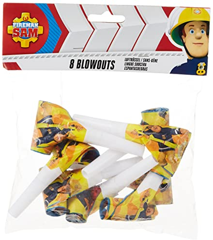 Amscan 9902185 - Luftrüssel Feuerwehrmann Sam, 8 Stück, Größe ca. 30 cm, Partytröte, Give Away, Geburtstag, Mottoparty, Geschenk, Kinderparty