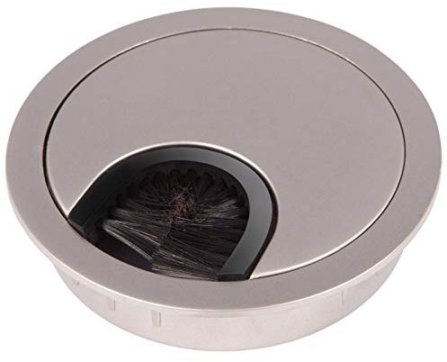 SOTECH 2 Stück Schreibtischdurchlässe Tischdurchführung aus Metall Edelstahloptik matt Bohrmaß Ø 68 mm Schreibtisch mit Staubdichtung