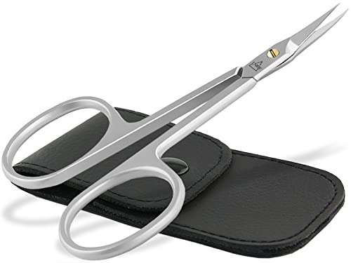 Feine Nagelhautschere Hautschere Kombischere mit extra feiner Spitze aus Edelstahl im Etui (Nagelhautschere 8,5 cm + Etui)