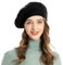 ZLYC Damen Kaschmir Baskenmütze Klassische Französischen Barett Einfarbig Warm Beret (Schwarz),Einheitsgröße