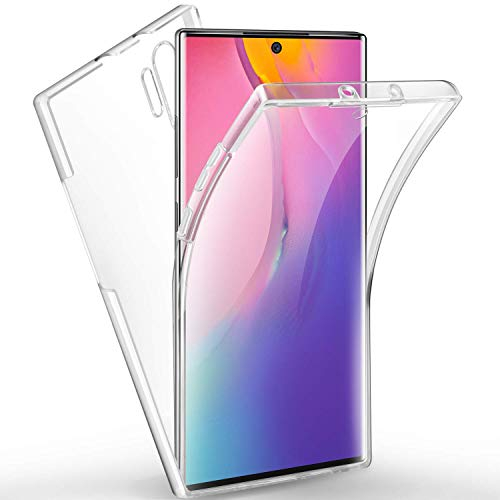 COPHONE® kompatibel Samsung Galaxy NOTE 10 PLUS Hülle Silikon 360 Grad transparent. Total transparent, weiche Vorderseite + harte Rückseite. Stoßfeste 360-Grad-Touch-Handyhülle für NOTE 10 PLUS