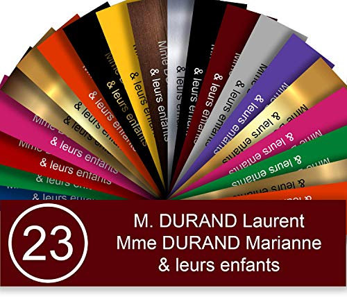 Plaque Boite Aux Lettres Adhésive PVC Avec Numéro – Plaque Gravée À Personnaliser 10 x 2,5 cm – 20 Couleurs Disponibles (Bordeaux)