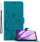 Cadorabo Hülle kompatibel mit Samsung Galaxy A31 Blumen Design aus Premium Kunst Leder Flip Klappbare Stoßfeste Magnetische [Standfunktion] [Kartenfächern] Cover Hülle für Galaxy A31 Tasche in Blau