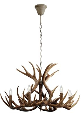 Lindby Pendelleuchte Fibi (Landhaus, Vintage Rustikal) in Braun (6 flammig E14) - Deckenlampe Esstischlampe Hängelampe Hängeleuchte Wohnzimmerleuchte