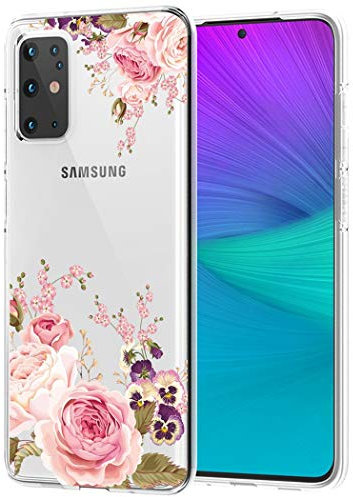 Yerebel Galaxy S20 Plus 5G Hülle, S20+ Plus, Samsung S20 Plus Cute Case, Clear Flexible Bumper TPU Soft Rubber Silikon Cover Handyhülle für Samsung Galaxy S20 Plus 6.7 Zoll (Rose Flower)