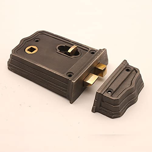 Gothic Cast Iron Retro Vintage Victorian Style Bedroom Bathroom Rim Door Latch Lock in 2 Sizes (Gothic Large Rim Lock)