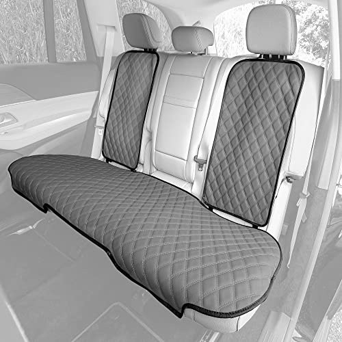 FH Group Autositzkissen, Rücksitzkissen, Kunstleder, universelle Passform, Rücksitzkissen, Autositzkissen mit Rutschfester Silikon-Rückseite, für SUV, Limousine, Van, Grau