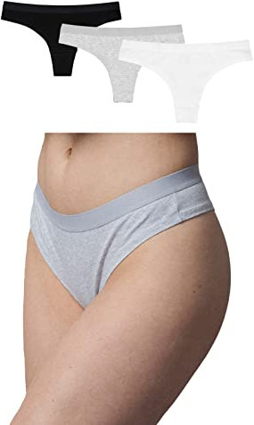 Snocks Brazilian Slip mit Bund Damen aus Bio-Baumwolle (3er Pack) - Damenunterwäsche mit perfekter Passform und angenehmem Tragegefühl - Klassisches Unterwäsche Frauen Gr.S, Farbe Weiß/Grau/Schwarz