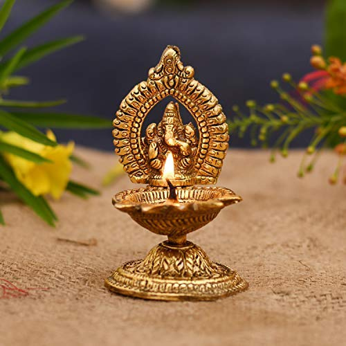 Frienemy Presents Ganesha Diya Öllampe - Handgekannter Diya Für Puja Diwali Home Tempel Artikel Dekoration Geschenke (Größe 4,5 X 2,5 cm) #Frienemy-707