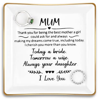 Titanape Mother of The Bride Gifts for Mum Trinket Dish, Decorative Ring Dish Jewellery Dish Tray, Bride to Be Gifts for Mum, Mother and Daughter Gifts