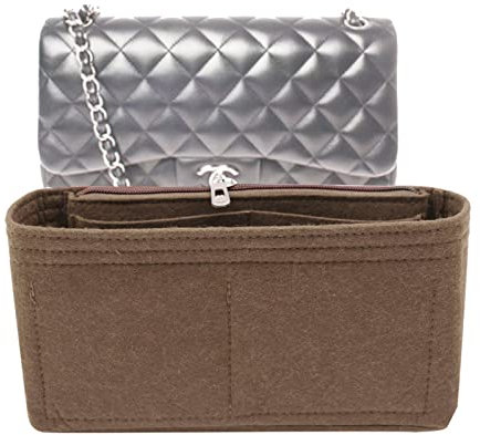 Lckaey Taschen-Organizer-Einsatz für klassische Klappe, Mini-Taschen-Former, Geldbörseneinsatz – hochwertiger Handtaschen-Filz-Organizer, 2009 braun-mini