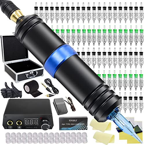 Rotary Maschine Pen Set, Unihuby Maschine Set Anfänger mit Power Supply 40pcs Cartridges Transferpapier Übungshaut Grip Tape Ink Cups Rotary Maschine Set