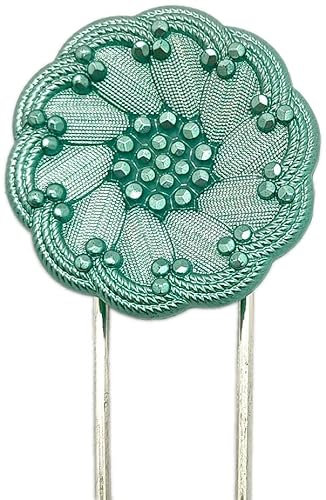 LÜNA Épingle à bijoux en nacre Taille 8 cm (fleur turquoise)