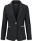 YYNUDA Blazer à Carreaux Femme Costume Un Bouton Slim Veste Poches Revers Cranté Tailleur daffaires décontracté,Noir,XS