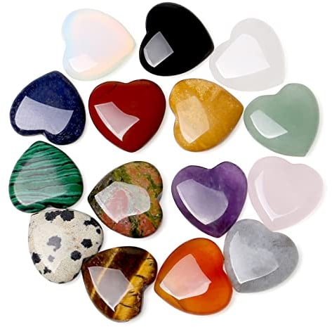 XIANNVXI 15Pcs Beste Mutter Geschenk Kristalle Steine Herz Edelsteine Set Herzsteine Edelstein Herzen Klein Heilung Kristall Herz Rosenquarz Amethyst Liebe Steine Set Valentinstag Geschenk