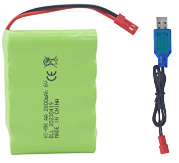 ZYGY 1PCS 6.0V 2800mAh AA Akku mit JST-2P Stecker und USB Ladekabel passend für den neuen Huina 540 Dump 520 RC Bulldozer und 510 Bagger 540 RC Spielzeug Fernbedienung Auto