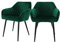 ML-Design 2er Set Esszimmerstühle mit Armlehne und Rückenlehne, Dunkelgrün, Küchenstuhl mit Samtbezug, Polsterstuhl mit Metallbeinen, Ergonomischer Stuhl für Esstisch, Esszimmerstuhl Wohnzimmerstuhl