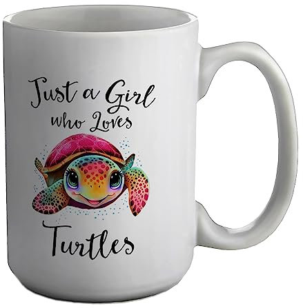 Shopagift Turtle Mug Girl Who Loves Turtles White 15oz Large Gift Ceramic Cup