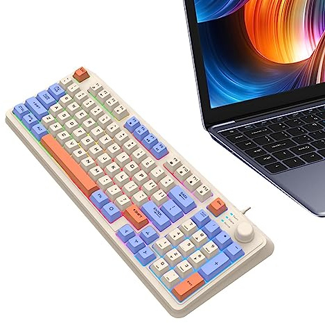 Tebinzi PC Gamings Keyboards Mechanical, Mechanical Keyboard Wired Tricolor Backlit 94-Key, K82 Tricolor Mechanic Keyboard Wired Game Keyboards For Student