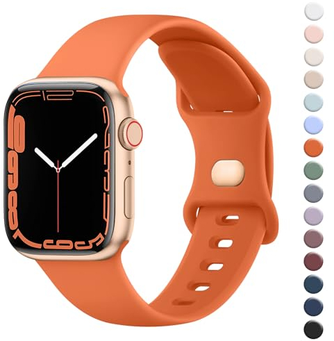 Wanme Armband für Apple Watch Armband 38mm 40mm 41mm 42mm 44mm 45mm 49mm Damen Herren, Silikon Armbänder Classic Sport Ersatz Uhrenarmband für iWatch Series Ultra 9 8 7 6 5 4 3 2 1 SE, Orange