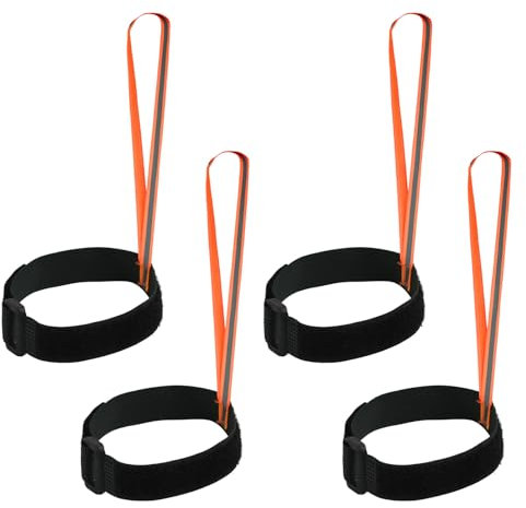 BOXOB 4 Stück Handschuhleine, 31,3x25,3cm Handschuhband Reflektierend Skihandschuh Handgelenkbänder Handschuh Handschelle Skihandschuh Leine für Ski Sport im Freien Zubehör (Orange)