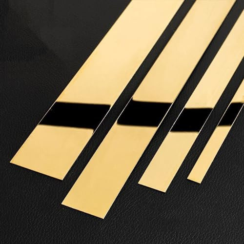 PuPLum 3 Meter Selbstklebende Metallleiste Metallverkleidung Flexible Edelstahl-Wandleiste Abziehen und Aufkleben, Zierleiste Wandleiste für Decke, SPI(Size:Width 1cm/0.4inch,Color:Glänzendes Gold)