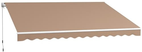 Outsunny Toldo Manual Retráctil 350x250 cm Toldo para Balcón con Manivela de Metal Impermeable y Anti-UV Toldo Enrollable de Exterior para Jardín Terraza Ventanas Marrón
