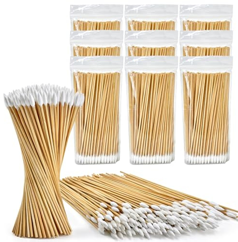 Lot de 1 000 cotons-tiges pointus de 15,2 cm – Long coton-tige avec bâtons de bambou – Non pelucheux – Pointe en coton de précision très absorbante pour un nettoyage des espaces restreints