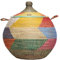 YAADU geflochtener Korb mit Deckel – Aufbewahrungskorb, Korb für Decken & Spielzeug, Afrikanischer Korb, Wäschekorb, Handtuchkorb, Aufbewahrungsbox, Dekokorb, Höhe ca. 45cm, Modell Zawadi (Bunt)