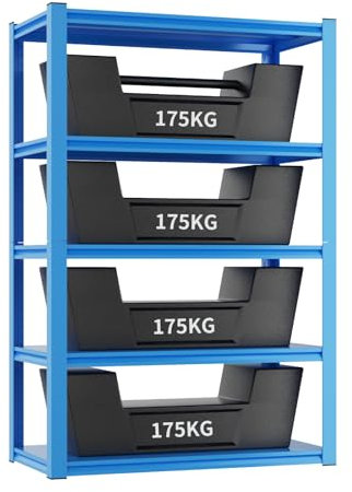 Himimi Scaffalature da Garage a 5 Ripiani Regolabili, Scaffali in Metallo Pesante, Unità di Scaffalatura per Garage, Capannone, Officina, Cantina, Magazzino, Dispensa, 90 x 40 x 180 cm, Blu