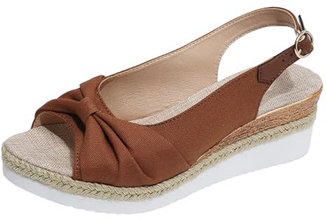 Memmyly Sandales Compensées Femme Été - Chaussure Ete Sandale Plateforme Sandales Orthopediques Femmes Sandales et Nu-Pieds Mules Confort Large Grande Taille Flip Flop Tongs Mode (A1-Brown, 42)